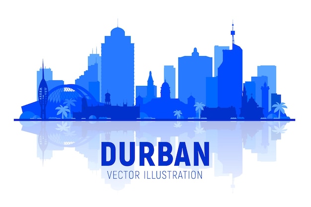 Durban zuid-afrika skyline silhouet met panorama een witte achtergrond vector illustratie zakelijk reizen en toerisme concept met moderne gebouwen afbeelding voor banner of website