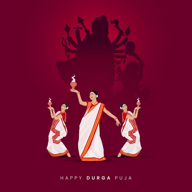 Durga Face in Happy Durga Puja Dussehra en Navratri Celebration Concept voor Web Banner Poster