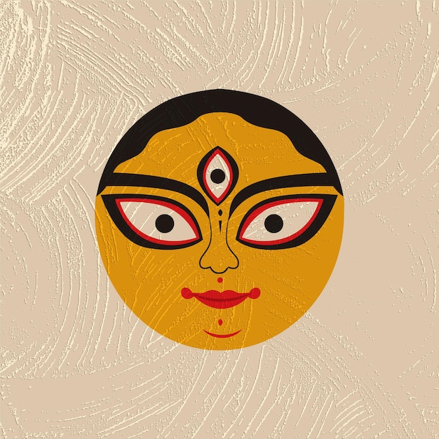 Vector durga maa face for durga puja festival and vector illustration