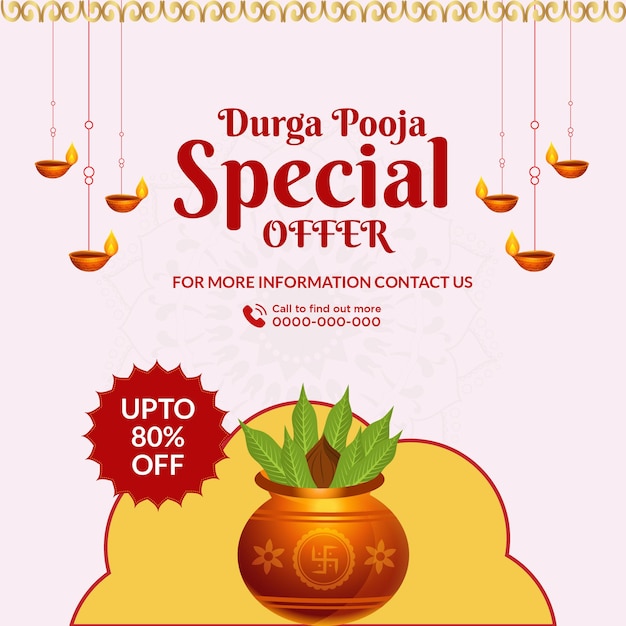 Modello di progettazione banner offerta speciale durga pooja