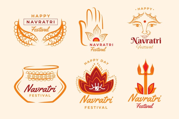 Vector durga puja badges collection