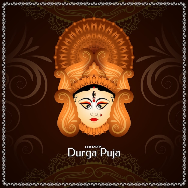 Vector durga puja culturele indiase festival wenskaart