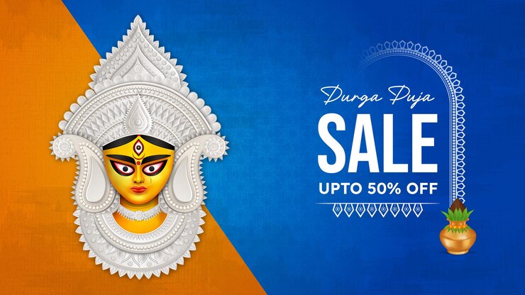 वेक्टर durga puja festival offer discount sales tags creative design
