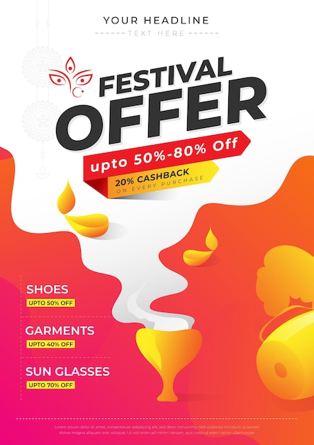 Durga Puja Festival Offer Poster Design Template Illustration