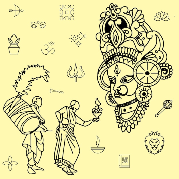 Durga Puja icoon illustratie vector