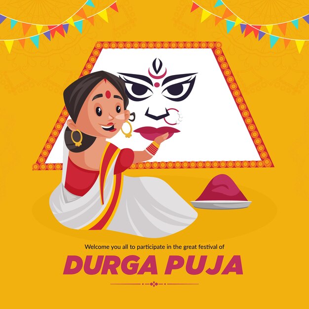 Durga Puja 인도 축제 배너 디자인 서식 파일