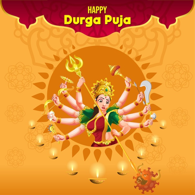 Durga pujanavratriフェスティバルdussehraのお祝いの挨拶