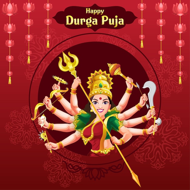 Vector durga puja navratri festival wishes design