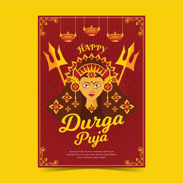 Vector durga puja poster sjabloon