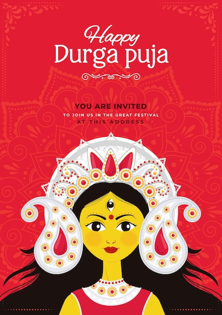 Vector durga puja poster template