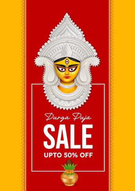 Durga puja sale banner for festival offer discount sales tags creative design