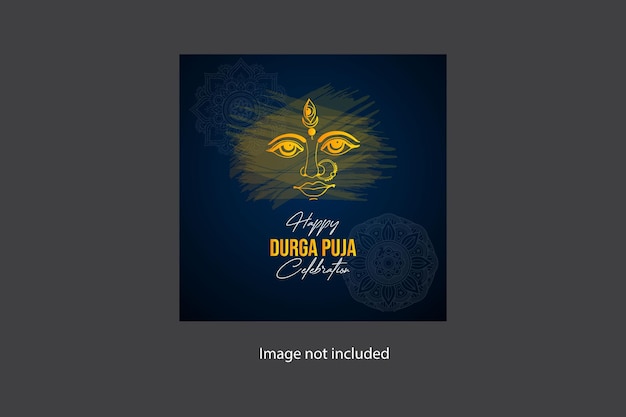 Vector durga puja square size social media banner