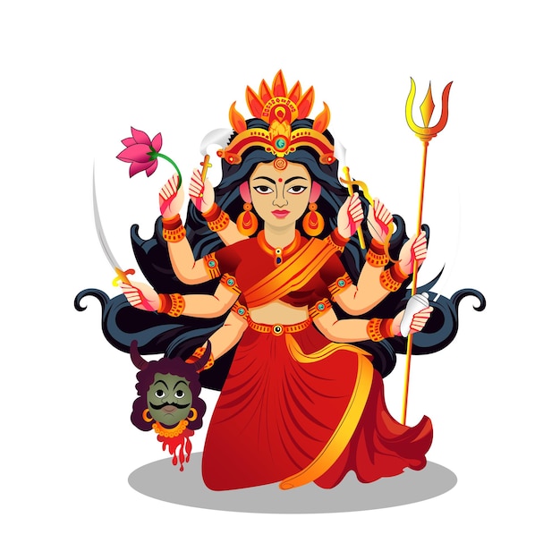 Durga schattige vector kunst geïsoleerd op een witte achtergrond illustratie