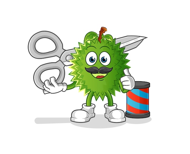 Durian barber cartoon. cartoon mascot vector