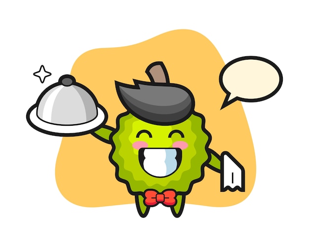 Durian cartoon as a waiters