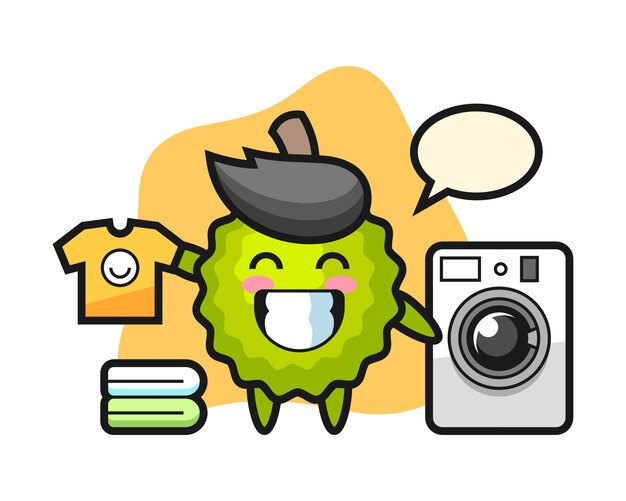 Durian cartoon with washing machine