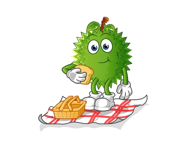 Durian on a picnic cartoon. cartoon mascot vector