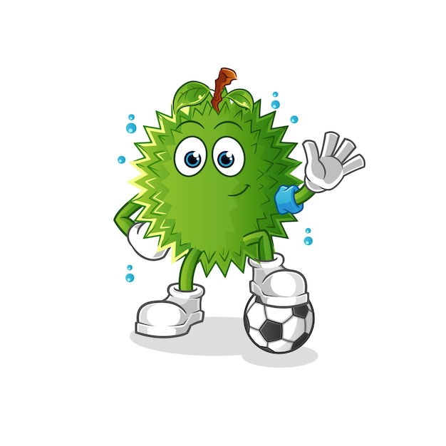 Durian playing soccer illustration. character vector
