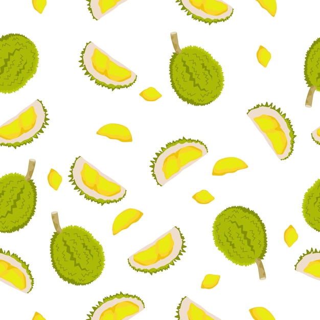 Modello senza cuciture durian, sfondo vettoriale durian.
