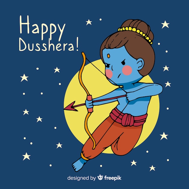 Dussehra background hand drawn style