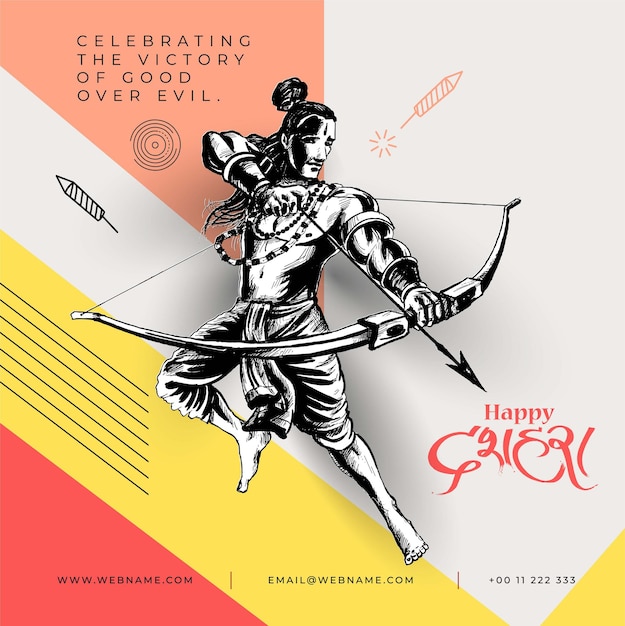 Dussehra Festival Digital Concept Instagram and Social Media Post Banner Template.