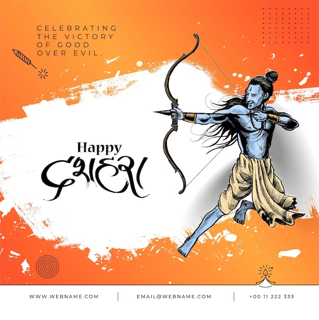 Vettore dussehra festival digital concept instagram e social media post banner template.