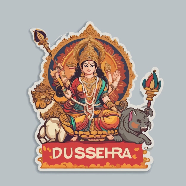 Vector dussehra puja cartoon vector