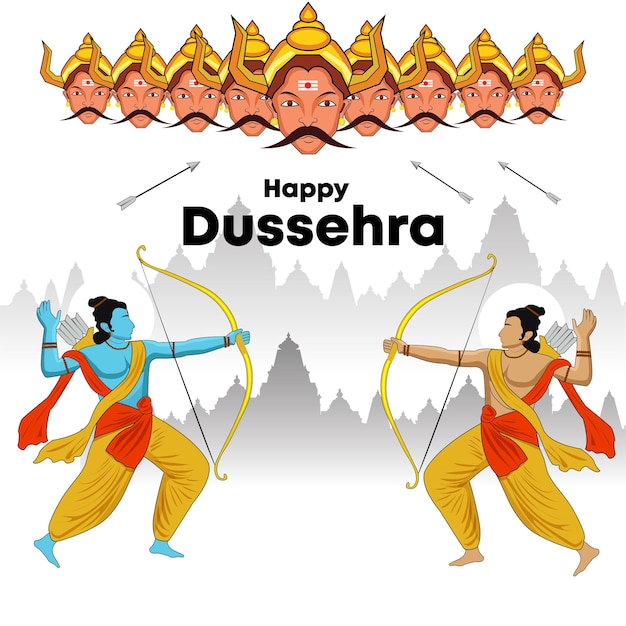 Dussehra ram ravan fight vector