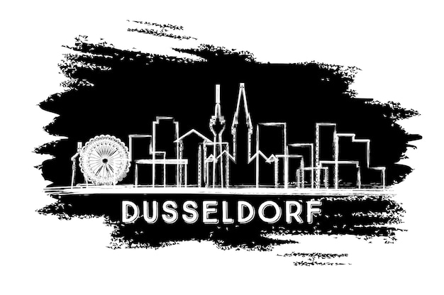 Dusseldorf germania skyline della città sagoma schizzo disegnato a mano viaggi d'affari e turismo concetto con architettura storica illustrazione vettoriale dusseldorf paesaggio urbano con punti di riferimento