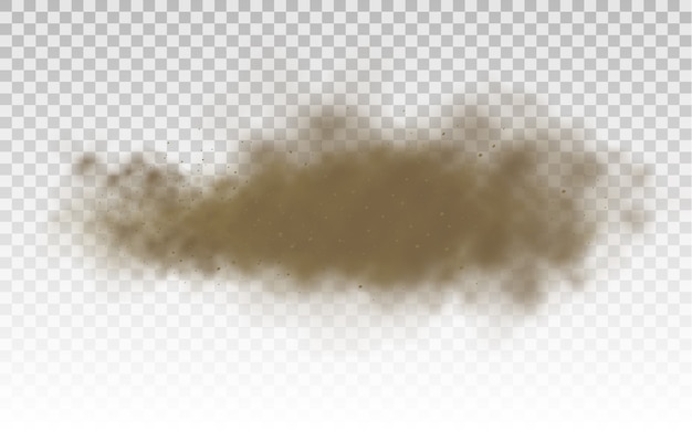 Vector dust cloud. brown dusty cloud or dry sand flying with a gust of wind, sandstorm, smoke,