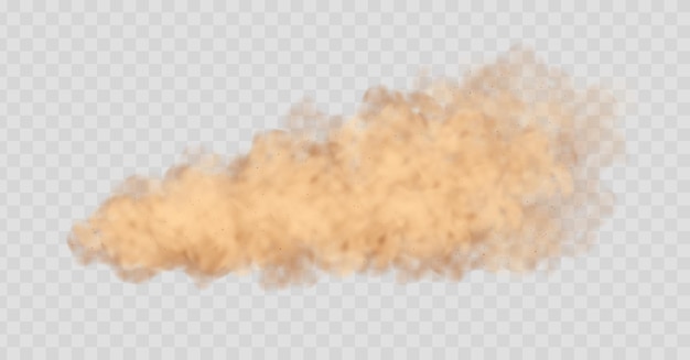 Vector dust cloud isolated on transparent background sand storm beige powder explosion concept