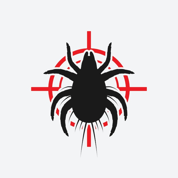 Vector dust mite black silhouette on red target