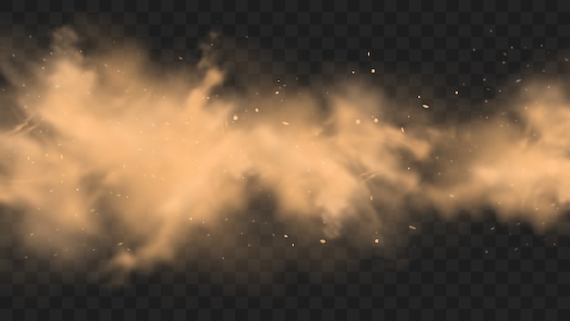 Vector dust sand cloud with stones background