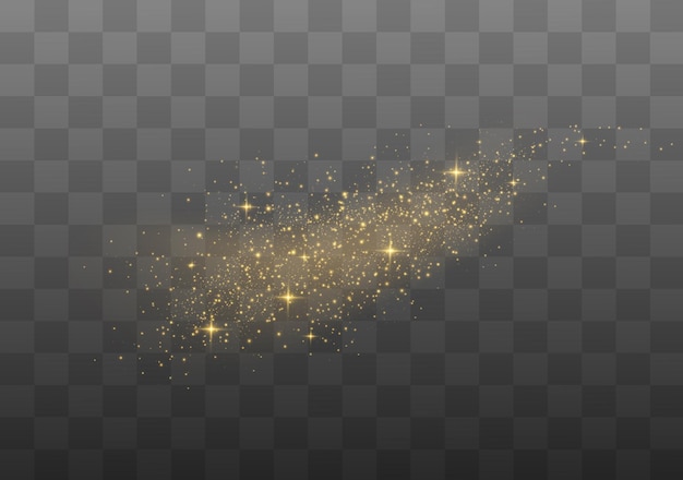 The dust sparks and golden stars shine with special light     Sparkling magical dust particles