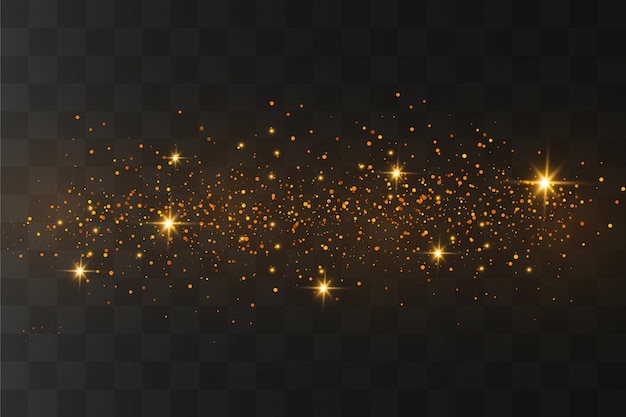 The dust sparks and golden stars shine with special light. sparkling magical dust particles.