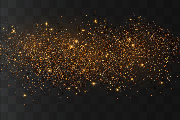 Vector the dust sparks and golden stars shine with special light. sparkling magical dust particles.