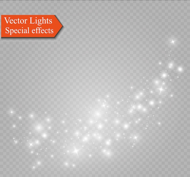 The dust sparks and golden stars shine with special light. Vector sparkles on a transparent background. Christmas light effect. Sparkling magical dust particles.