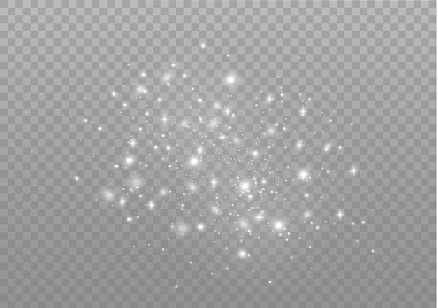 ほこりの火花と金色の星が特別な光で輝いています。