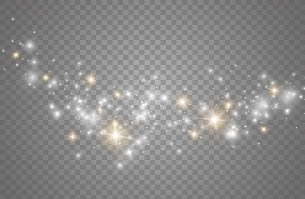 ほこりの火花と金色の星は特別な光で輝く