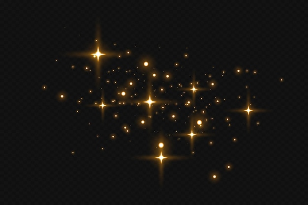 The dust sparks and golden stars shine with special light