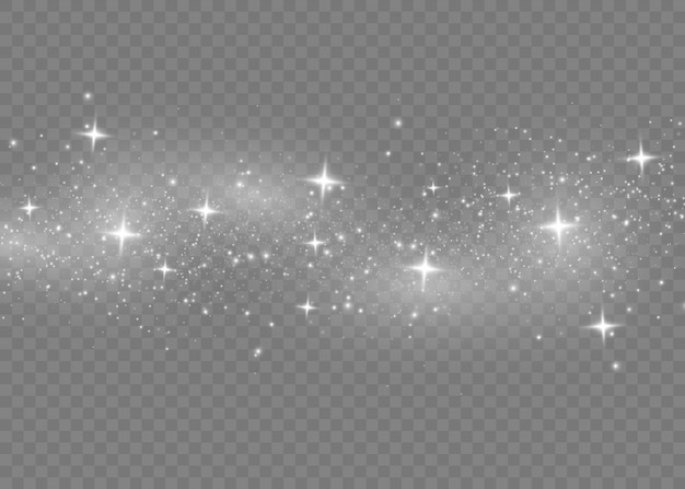 Пыль белая. Белые искры и золотые звезды сияют особым светом. парящие магические частицы пыли.