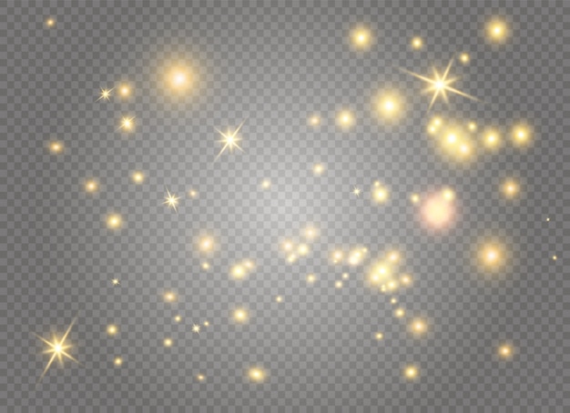 Dust yellow. yellow sparks and golden stars shine with special light. sparkling magical dust particles.