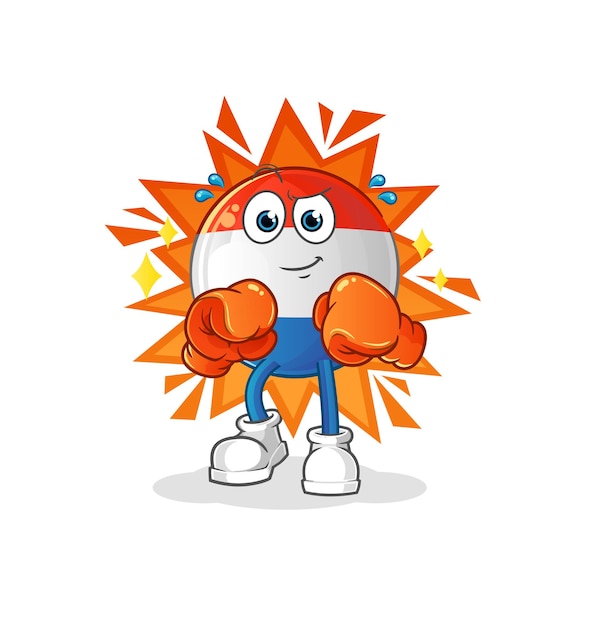 Dutch flag boxer character. cartoon mascot vector