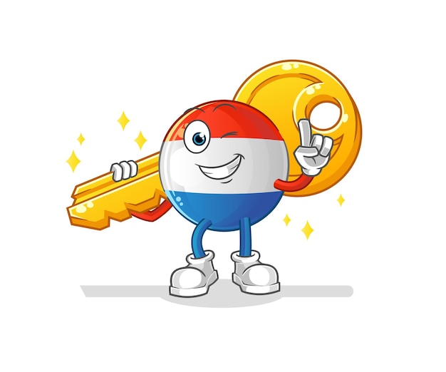 Dutch flag carry the key mascot. cartoon vector