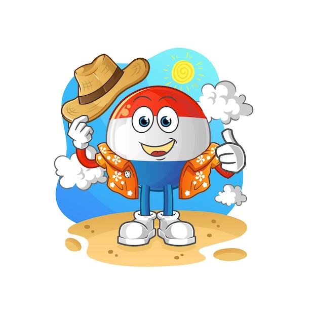 dutch flag go on vacation. cartoon mascot vector