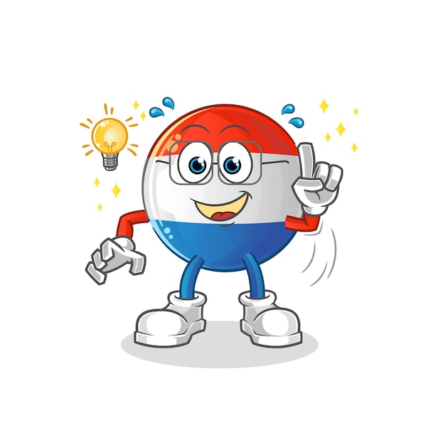 Dutch flag got an idea cartoon. mascot vector