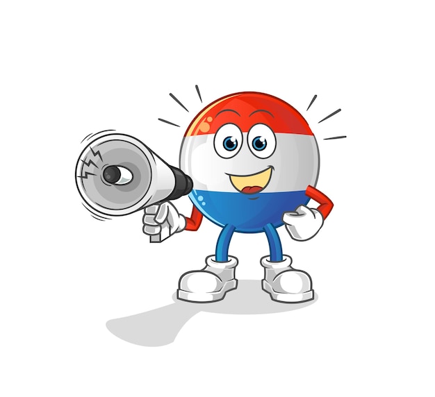 Vector dutch flag holding hand loudspeakers vector. cartoon character