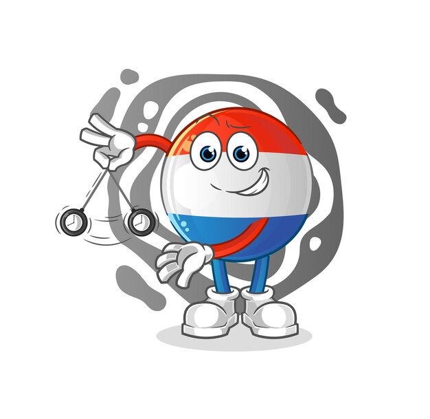 Dutch flag hypnotizing cartoon. cartoon mascot vector