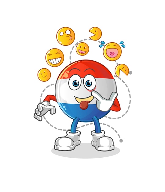 Dutch flag laugh and mock character. cartoon mascot vector