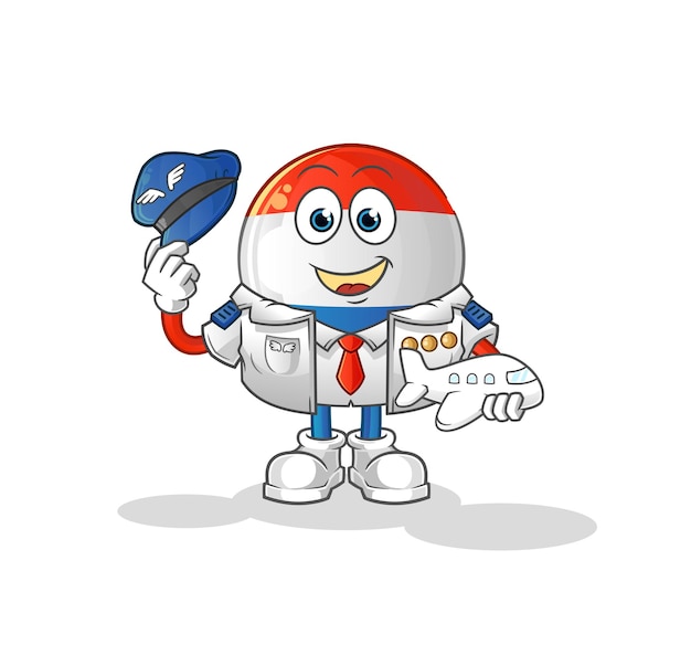 Dutch flag pilot mascot. cartoon vector